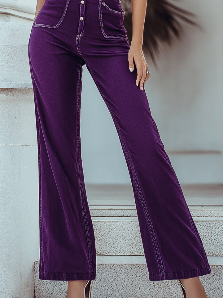Miriam - Overall Retro für besondere Abende aus Jeansstoff mit V-Ausschnitt und ärmellosem Schnitt