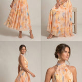 Isabel - Neckholder Kleid mit Aquarellprint