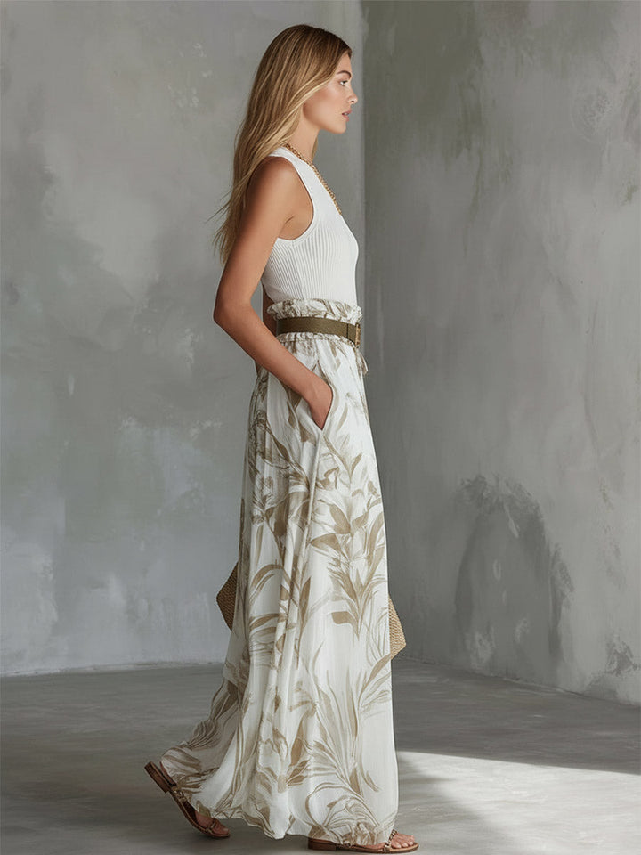 Bärbel - Elegantes Hosen-Ensemble für den Urlaub aus Chiffon Blumenmuster