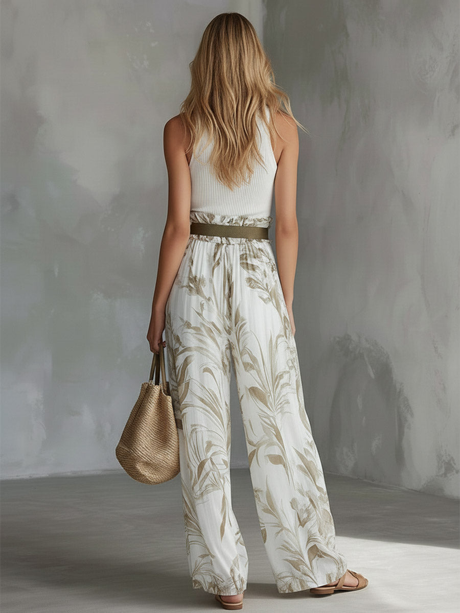Bärbel - Elegantes Hosen-Ensemble für den Urlaub aus Chiffon Blumenmuster