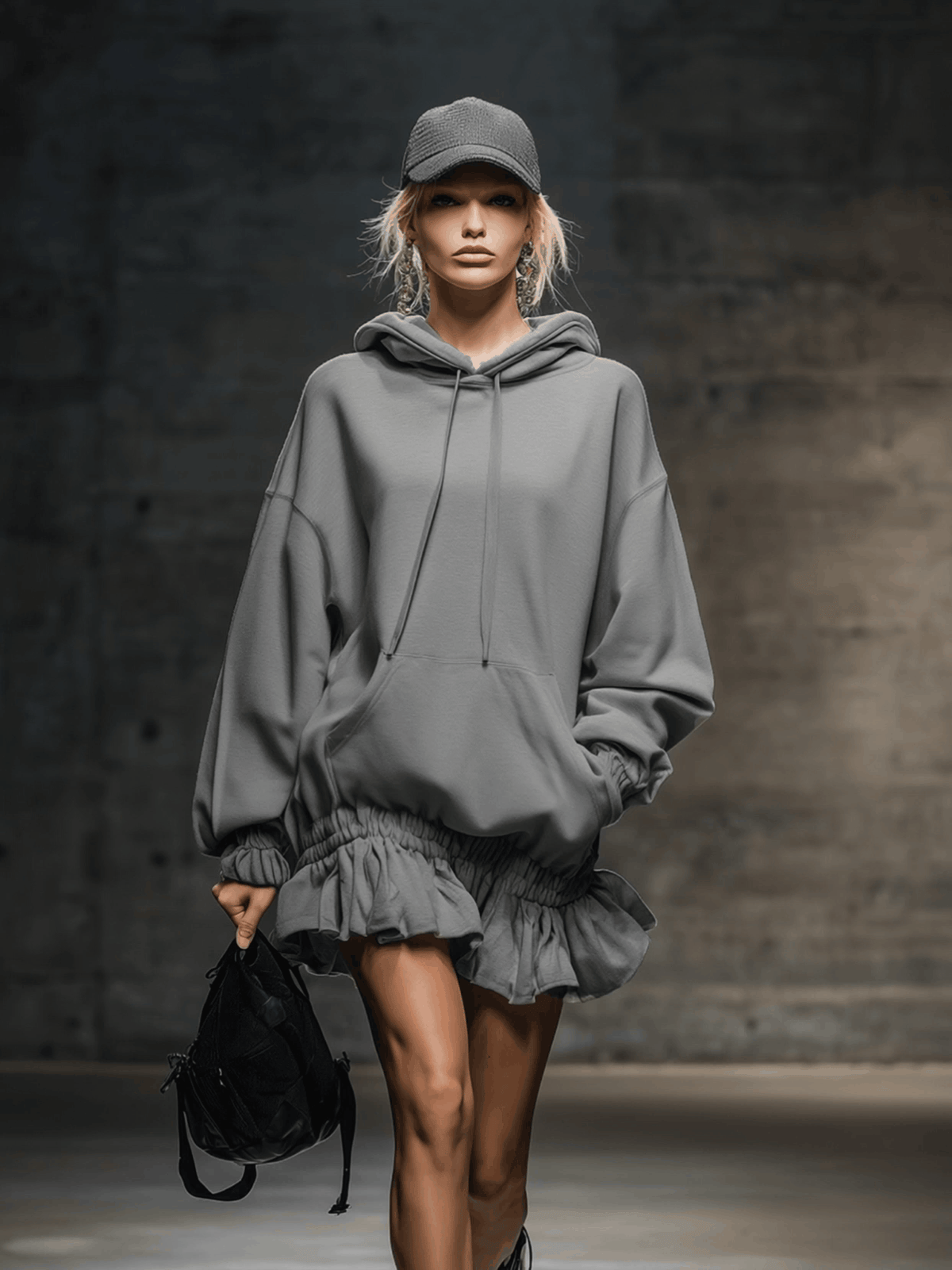 Anouk - Minikleid lässig sportlich aus technischem Gewebe mit Volants und Kapuze