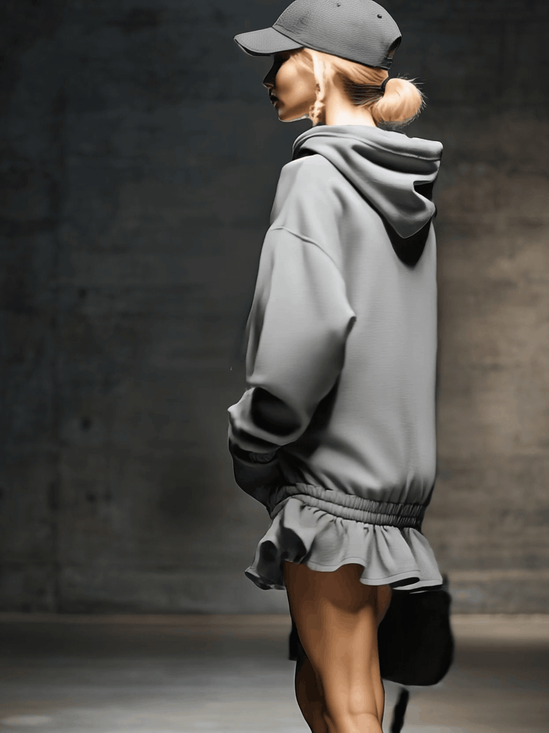 Anouk - Minikleid lässig sportlich aus technischem Gewebe mit Volants und Kapuze