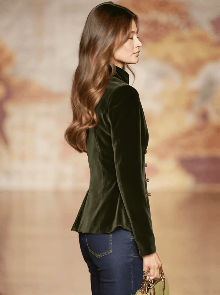 Ruth - Jacke elegant im Retro-Stil aus Samt mit Kragen und Knöpfen