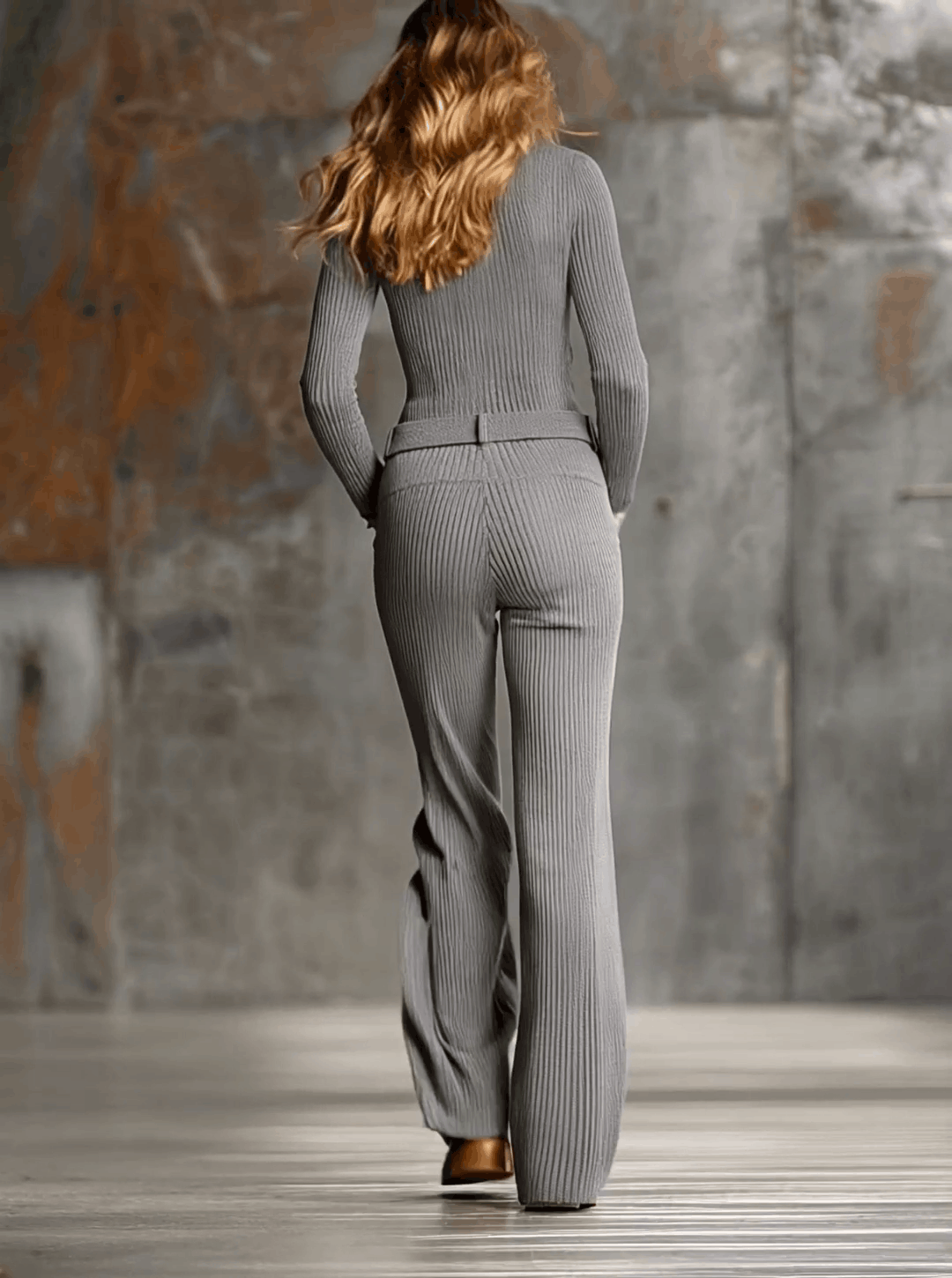 Elke - Hosen-Ensemble Retro für den Alltag aus Strick mit Reißverschluss