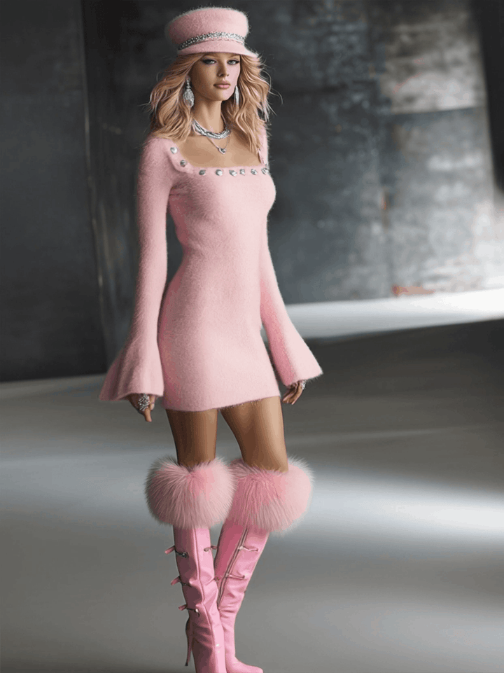 Larissa - Minikleid aus Strick mit Kragen und Knöpfen