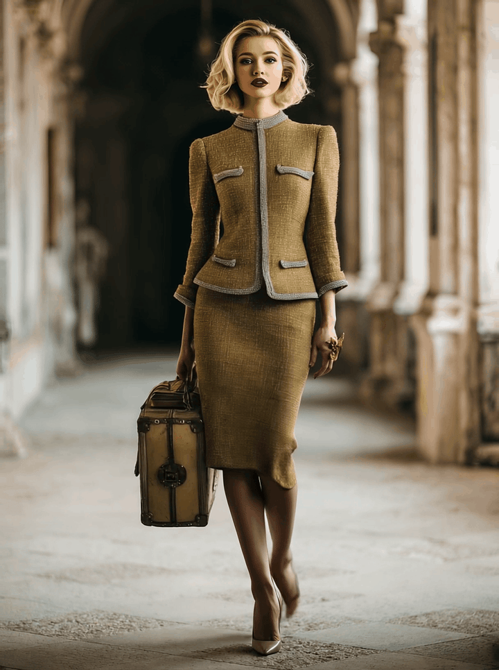 Imke - Elegantes Rock-Ensemble im Retro-Stil im Farbblock-Design