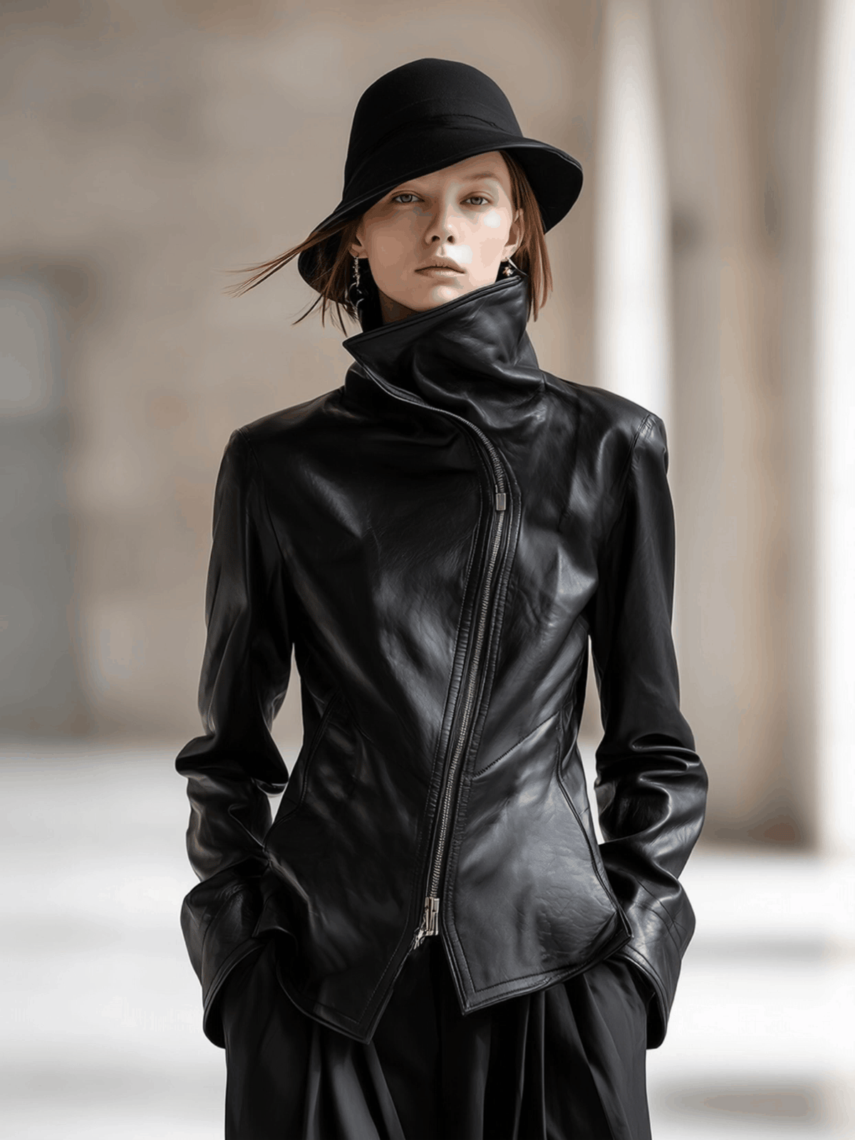 Kerstin - Jacke für den Alltag aus Kunstleder mit Reißverschluss und Kragen