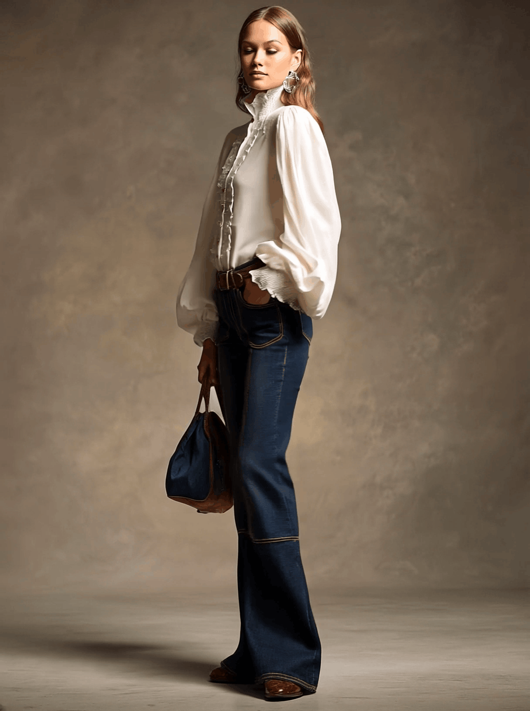 Carina - Hose Western im Retro-Stil aus Jeansstoff gestreift