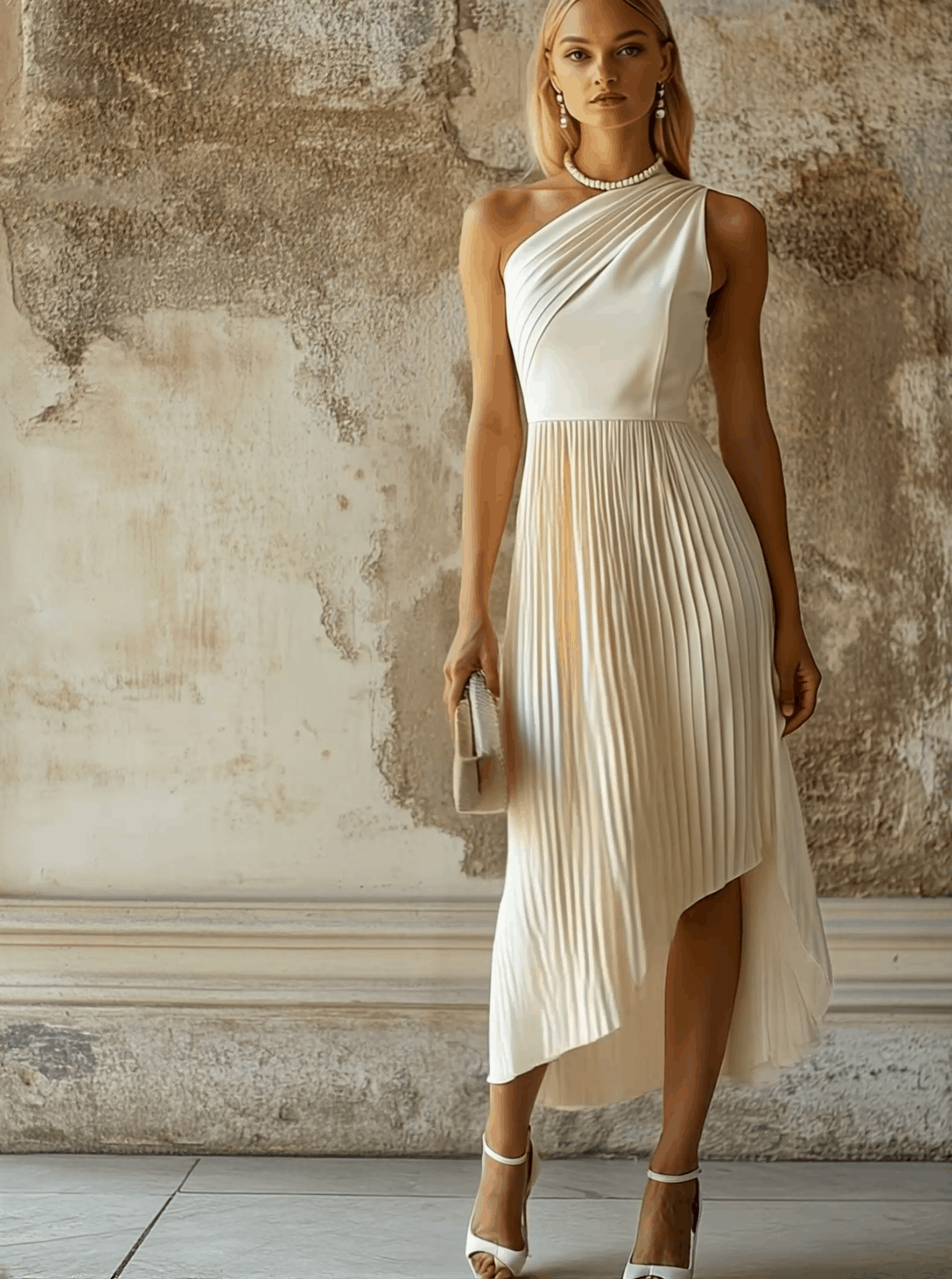 Ella - Elegantes Midikleid für besondere Abende aus Leinen schulterfrei und ärmellos