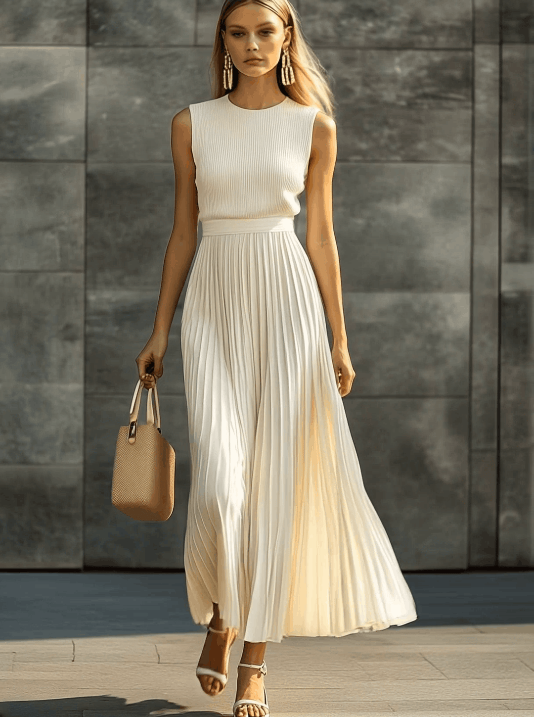 Irmgard - Elegantes Maxikleid lässig aus Chiffon ärmellos