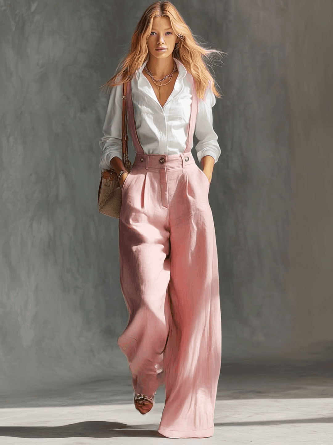 Margot - Latzhose elegant im Retro-Stil aus Leinen mit V-Ausschnitt