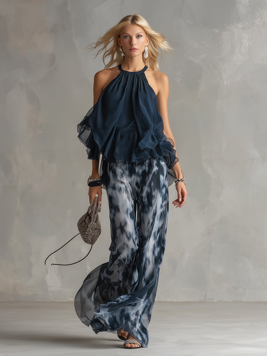 Sina - Elegantes Hosen-Ensemble für den Alltag aus Chiffon abstrakt
