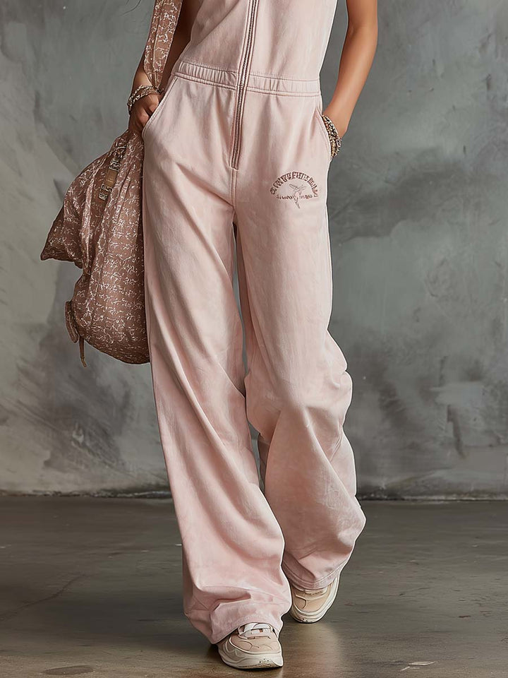 Sanni - Overall elegant im Retro-Stil aus Leinen mit Reißverschluss und V-Ausschnitt und ärmellosem Schnitt