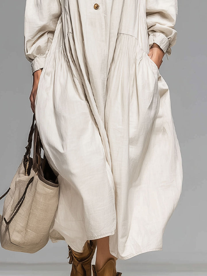 Gerda - Midikleid für den Alltag aus Leinen mit Taschen und Knöpfen