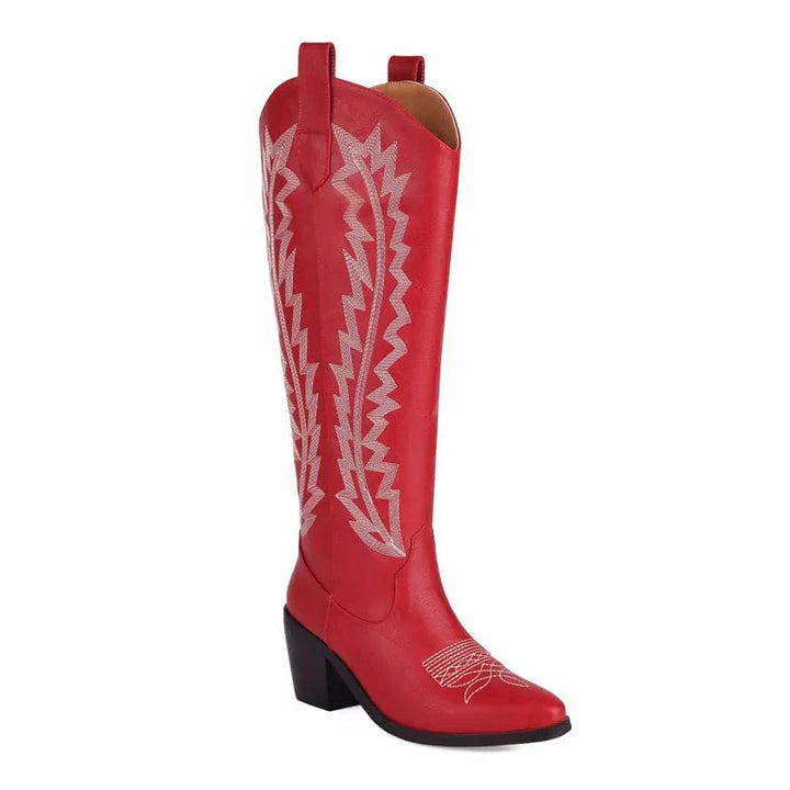 Sina - Cowboy-Stiefel mit Absatz und Linie streckend
