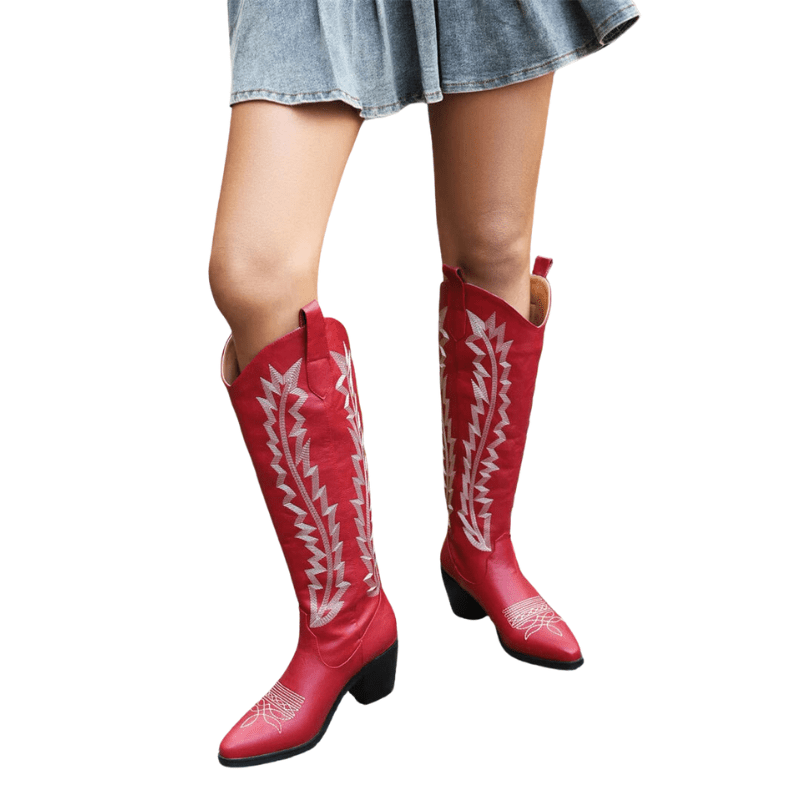 Sina - Cowboy-Stiefel mit Absatz und Linie streckend