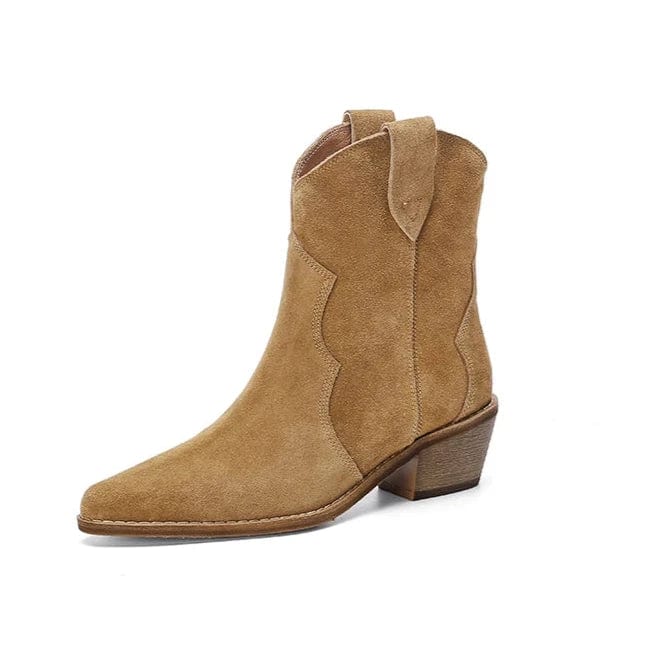 Melina - Cowboy-Stiefel aus Kunstwildleder mit Absatz und Linie streckend