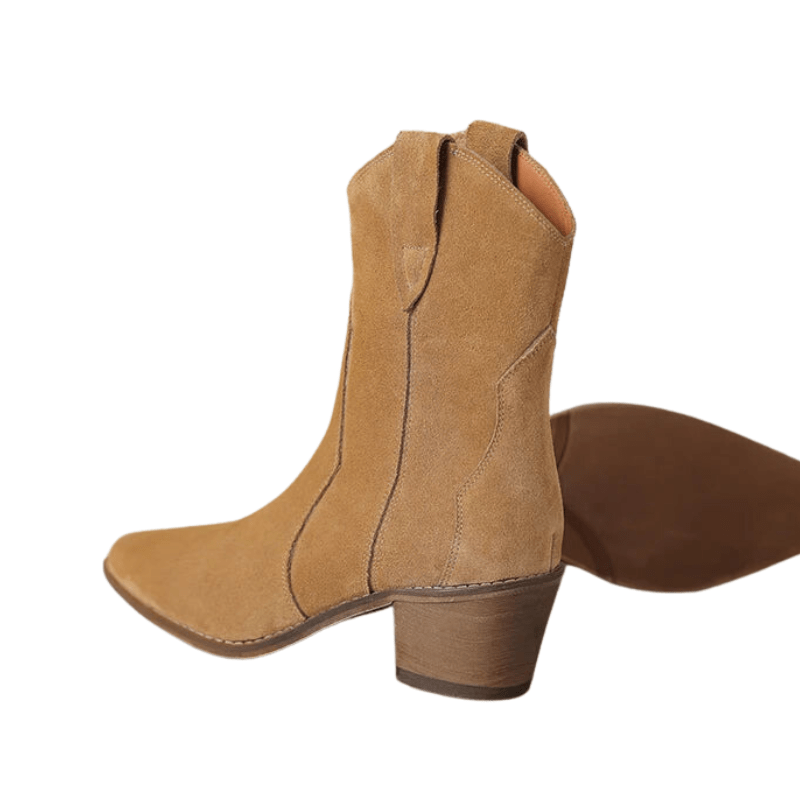 Melina - Cowboy-Stiefel aus Kunstwildleder mit Absatz und Linie streckend