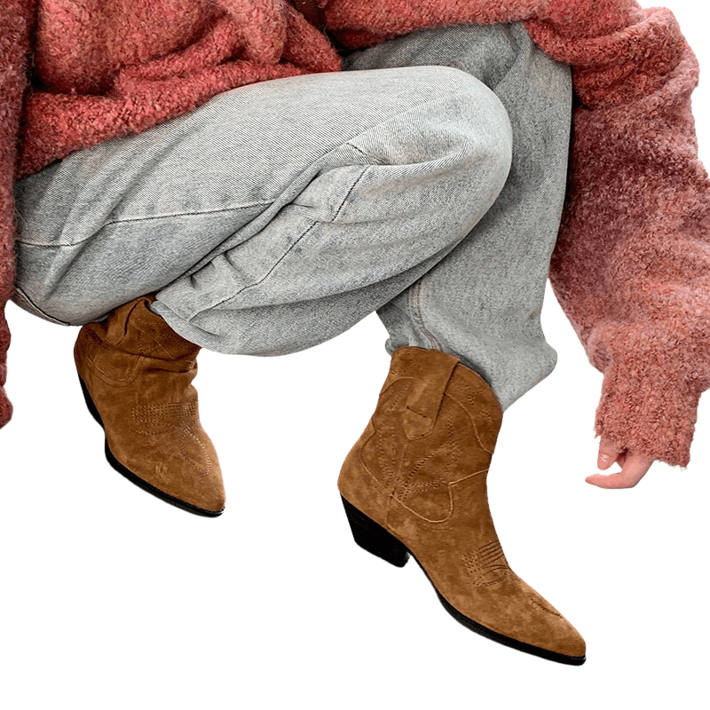 Pia - Cowboy-Stiefel aus Kunstwildleder mit Absatz und Auftritt markant
