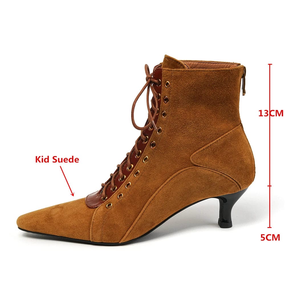 Elisa - Stiefeletten Western aus Spitze mit Reißverschluss und Absatz mit Profil Western