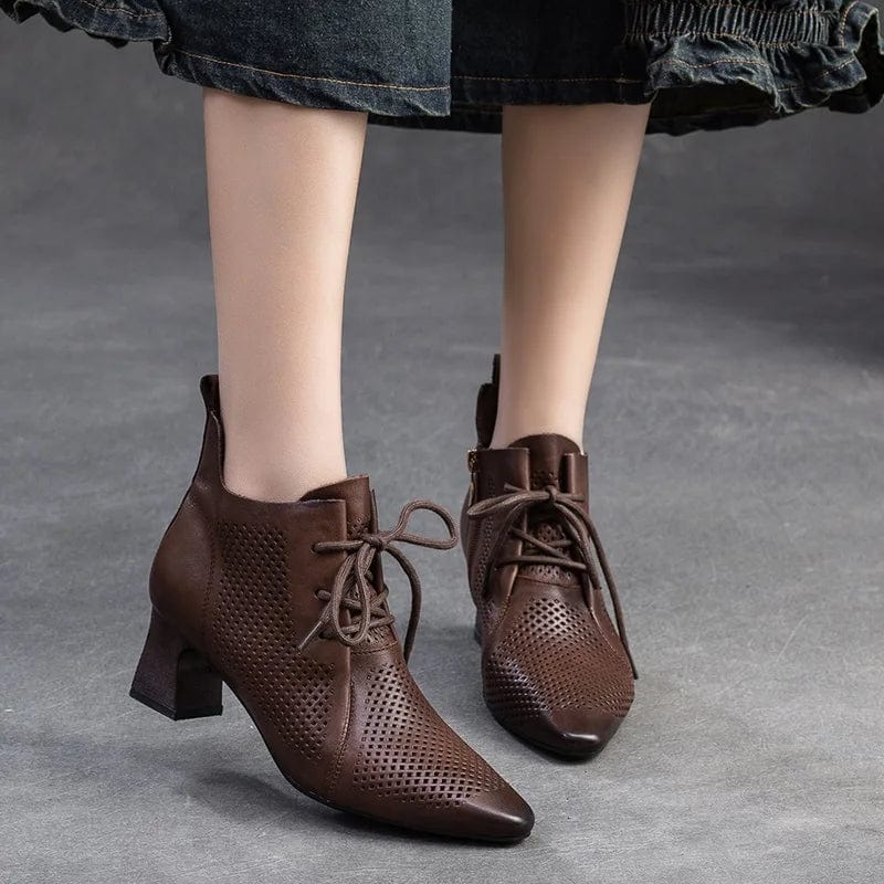 Merle - Stiefeletten Western aus Spitze mit Reißverschluss und Absatz mit Anmutung Western