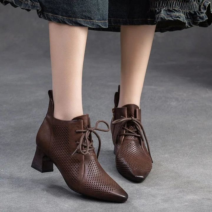 Merle - Stiefeletten Western aus Spitze mit Reißverschluss und Absatz mit Anmutung Western
