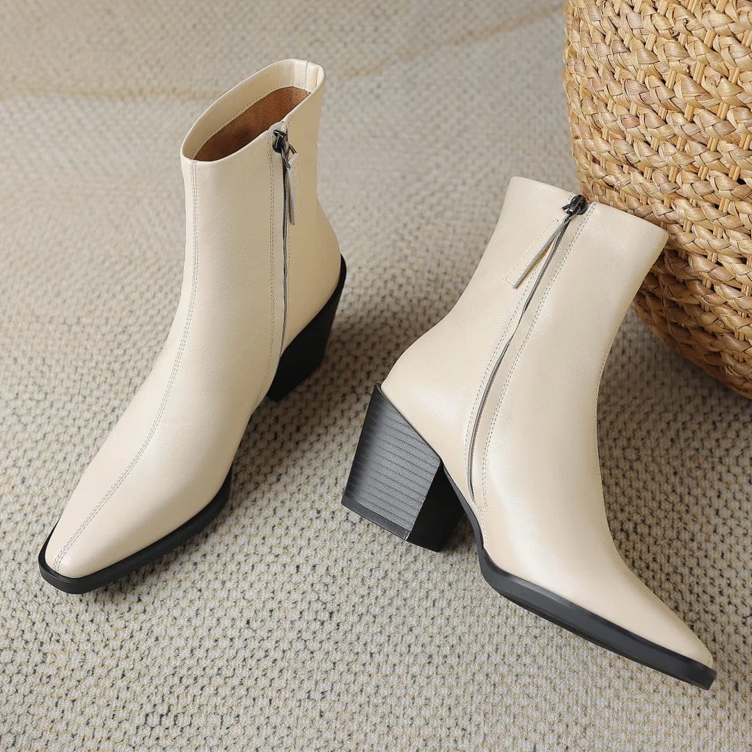 Anika - Stiefeletten Western mit Reißverschluss und Absatz mit Auftritt markant
