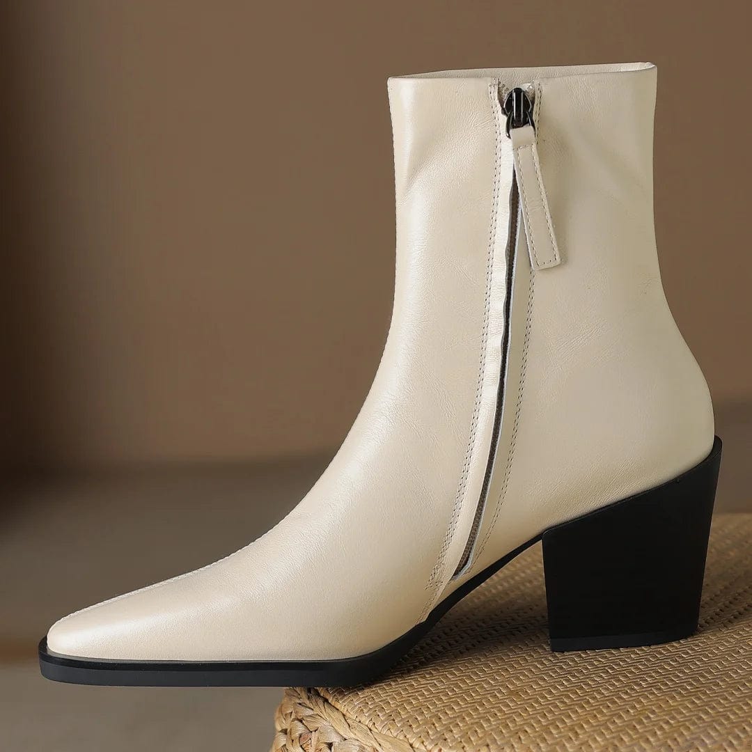 Anika - Stiefeletten Western mit Reißverschluss und Absatz mit Auftritt markant