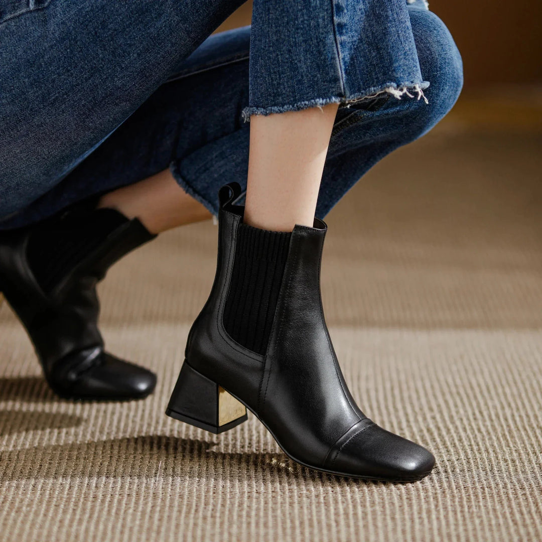 Isabel - Stiefeletten Western mit Absatz und Linie streckend