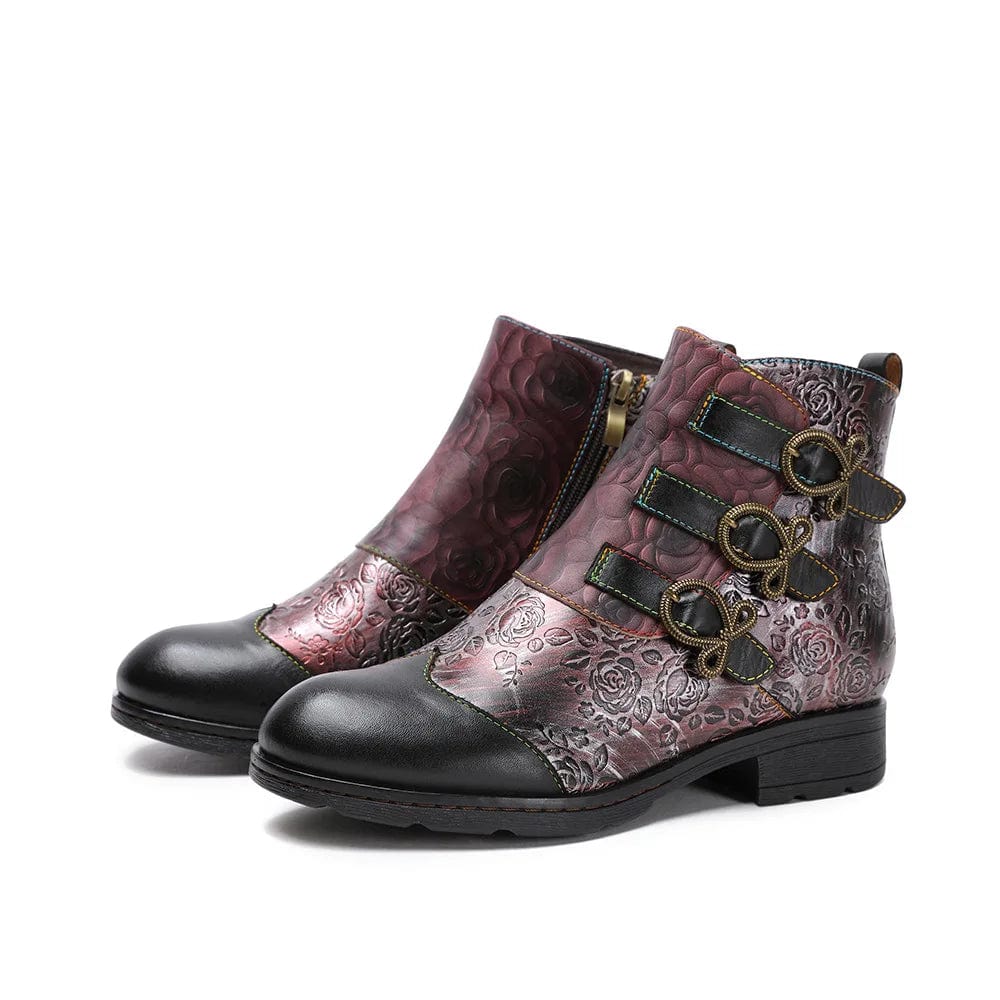 Rosa - Stiefeletten Western mit Reißverschluss mit Anmutung Western