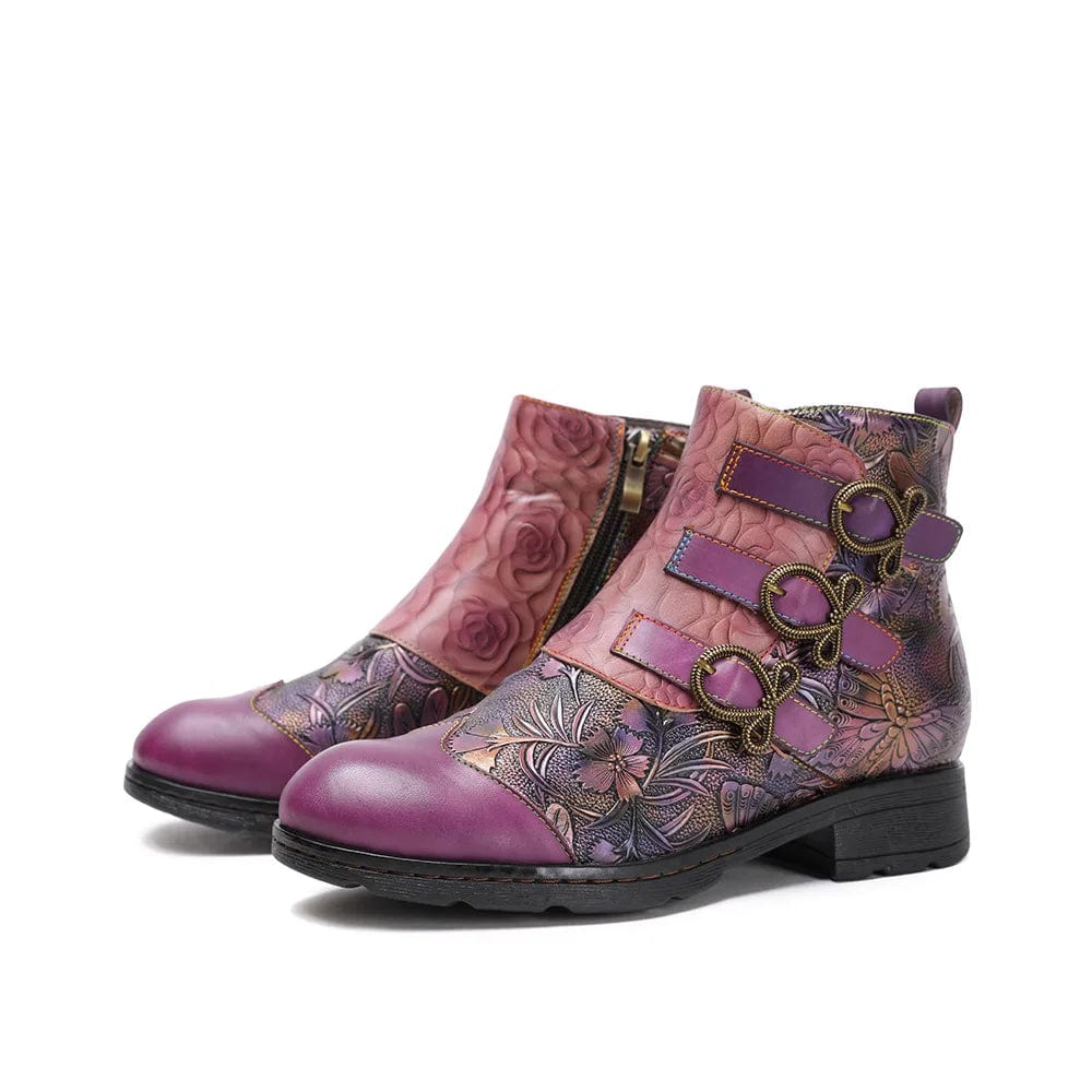 Rosa - Stiefeletten Western mit Reißverschluss mit Anmutung Western