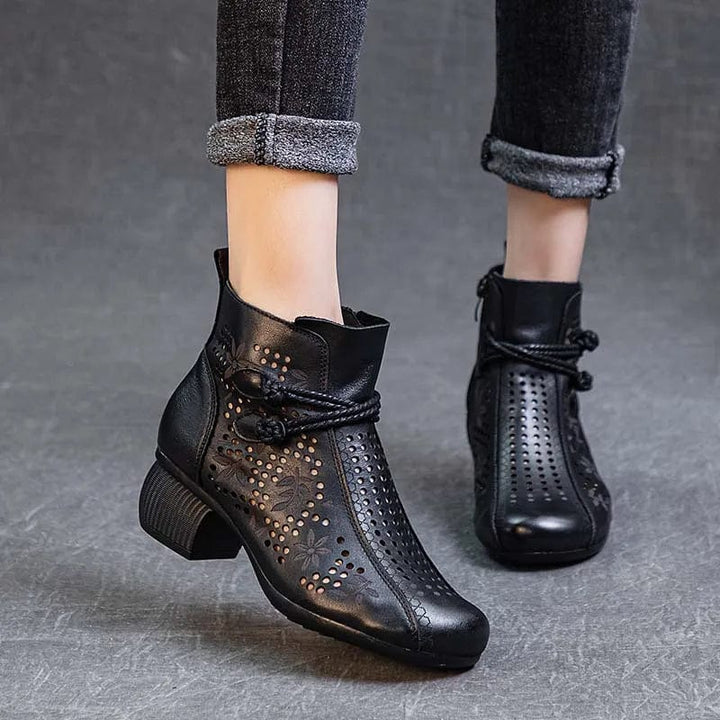 Romy - Stiefeletten Western mit Reißverschluss und Absatz im Stil Rodeo