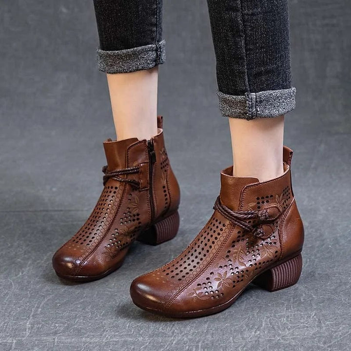 Romy - Stiefeletten Western mit Reißverschluss und Absatz im Stil Rodeo