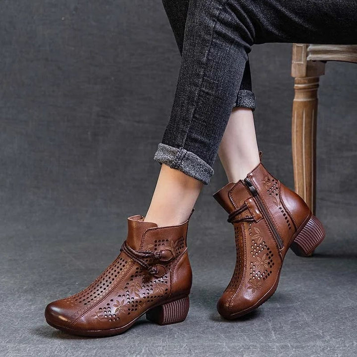 Romy - Stiefeletten Western mit Reißverschluss und Absatz im Stil Rodeo
