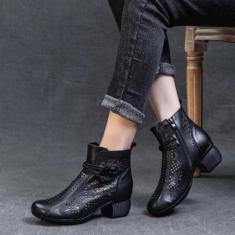 Romy - Stiefeletten Western mit Reißverschluss und Absatz im Stil Rodeo