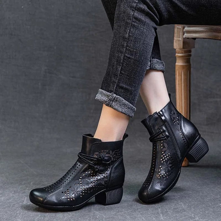 Romy - Stiefeletten Western mit Reißverschluss und Absatz im Stil Rodeo