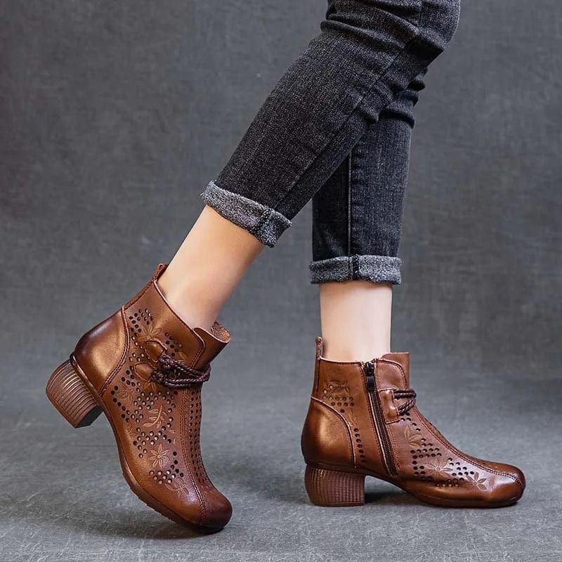 Romy - Stiefeletten Western mit Reißverschluss und Absatz im Stil Rodeo