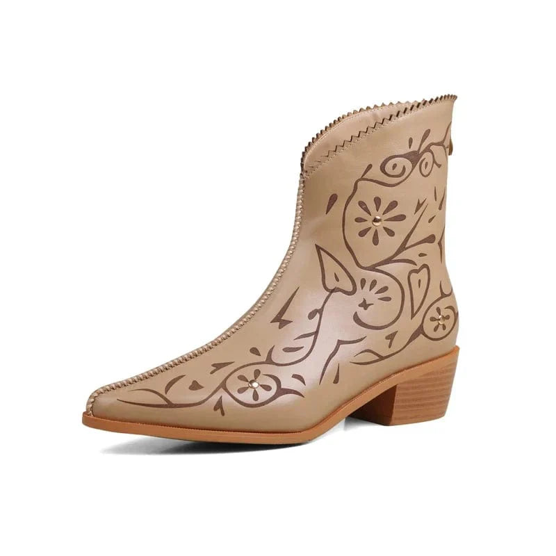 Annika - Stiefeletten Western mit Reißverschluss und Absatz mit Auftritt ausdrucksstark