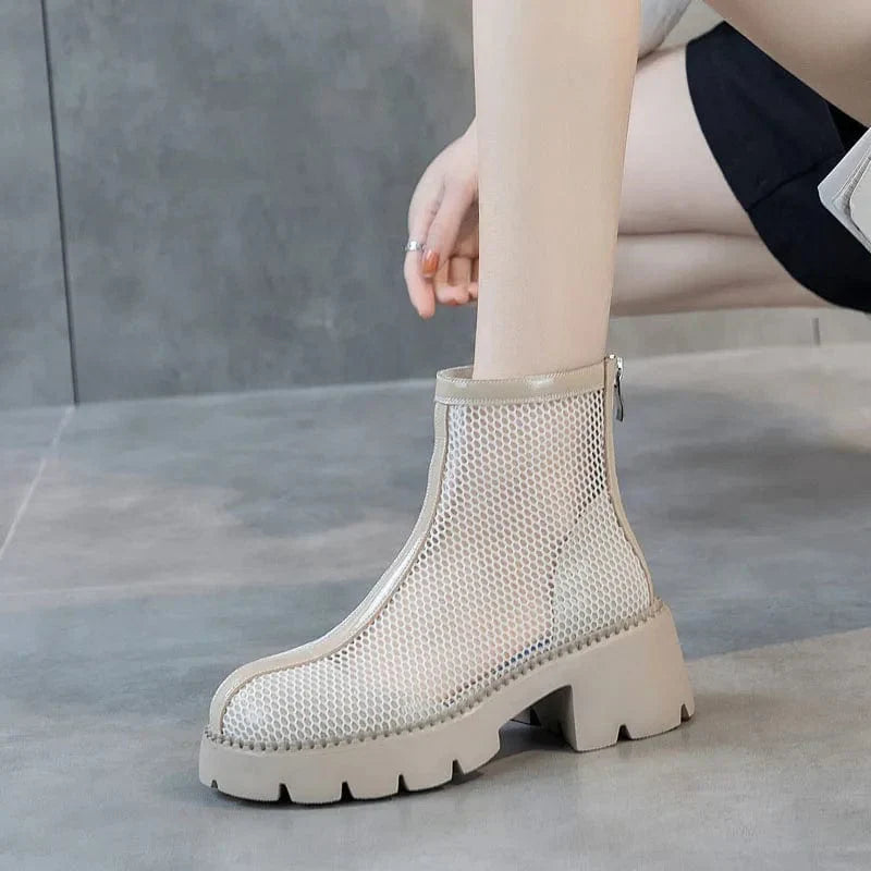 Franziska - Stiefeletten Western mit Reißverschluss und Absatz mit Anmutung Western