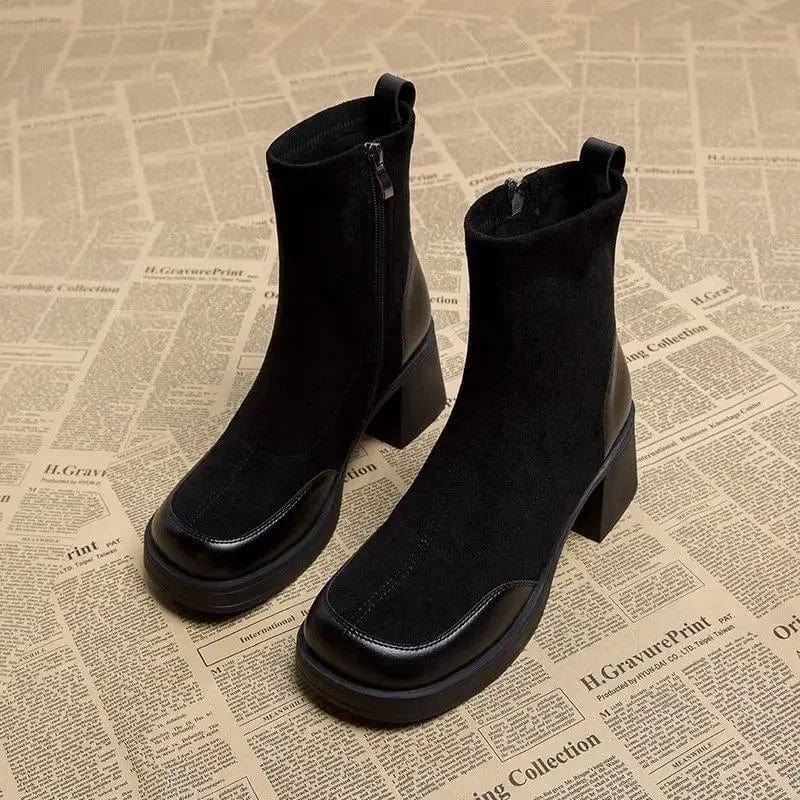 Mona - Stiefeletten Western mit Reißverschluss und Absatz mit Charakter markant