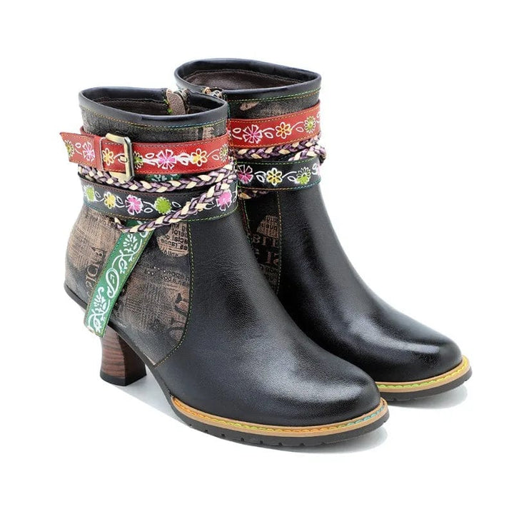 Klara - Stiefeletten Western mit Reißverschluss und Absatz mit Detail Western