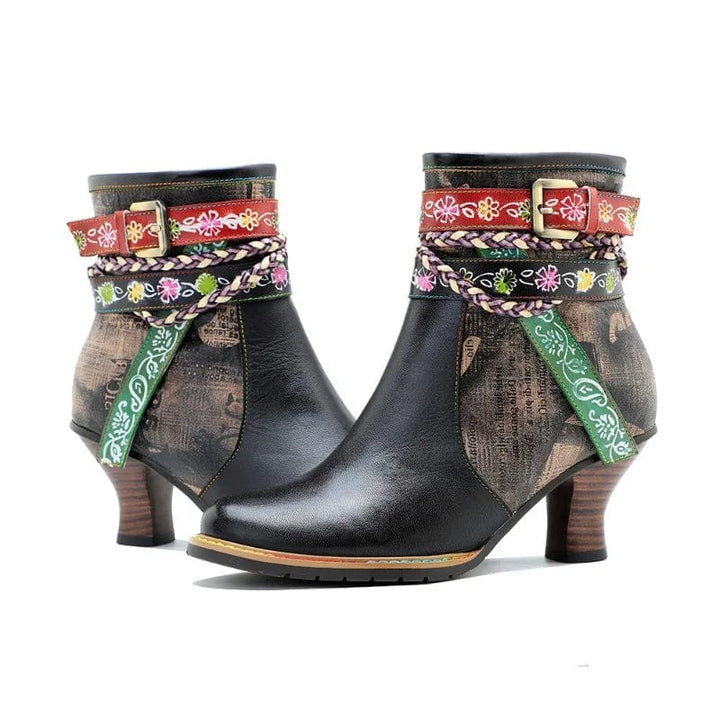 Klara - Stiefeletten Western mit Reißverschluss und Absatz mit Detail Western