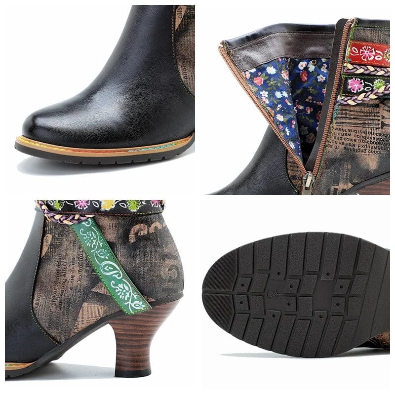 Klara - Stiefeletten Western mit Reißverschluss und Absatz mit Detail Western