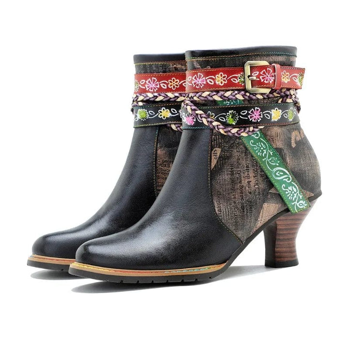 Klara - Stiefeletten Western mit Reißverschluss und Absatz mit Detail Western