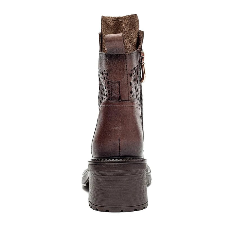 Jana - Stiefeletten Western aus Spitze mit Reißverschluss und Absatz mit Linie streckend