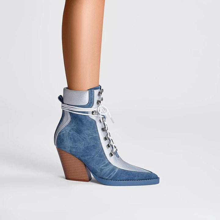 Lotte - Stiefeletten Western aus Jeansstoff mit lacci mit Absatz