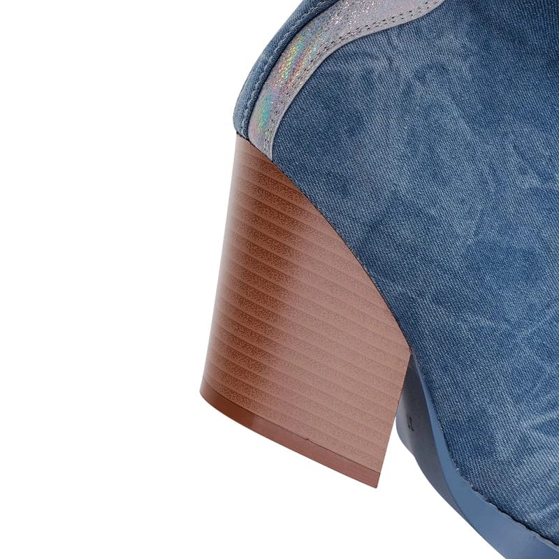 Lotte - Stiefeletten Western aus Jeansstoff mit lacci mit Absatz