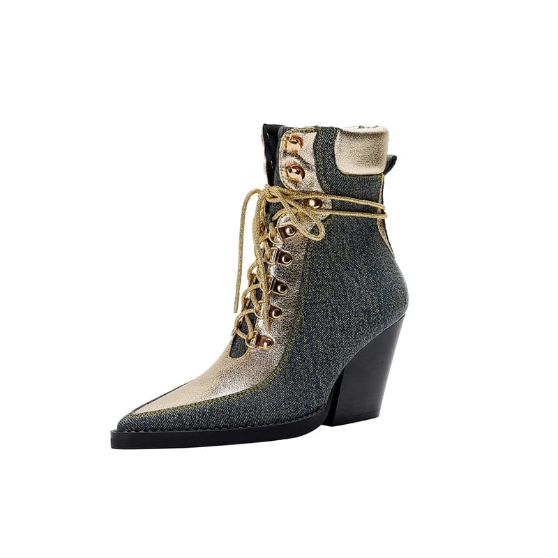 Lotte - Stiefeletten Western aus Jeansstoff mit lacci mit Absatz