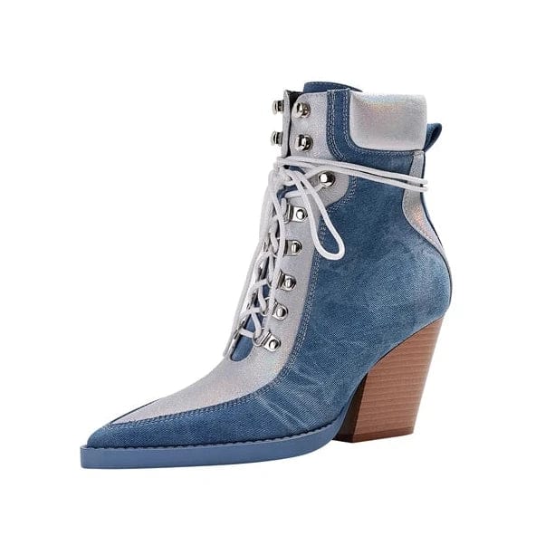 Lotte - Stiefeletten Western aus Jeansstoff mit lacci mit Absatz