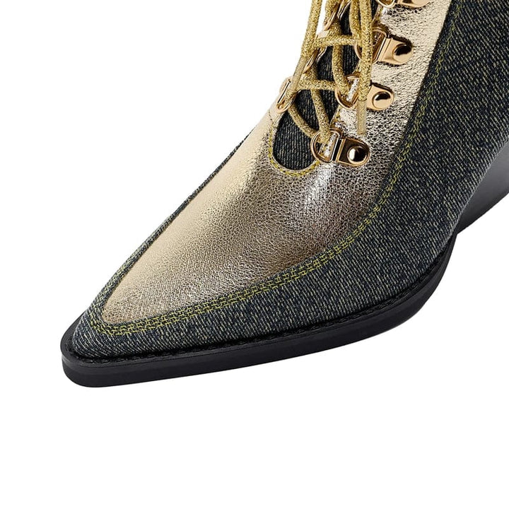 Lotte - Stiefeletten Western aus Jeansstoff mit lacci mit Absatz